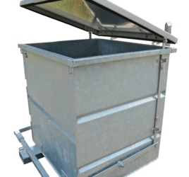 benne avec couvercle à commande d'ouvertuve