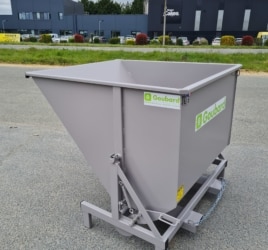 benne basculante tri déchets sur socle prise fourches chariot élévateur